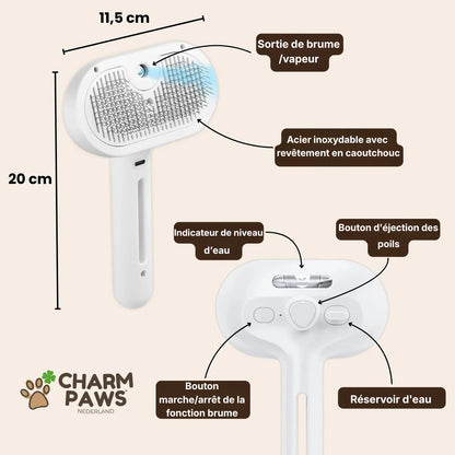 PawsBrushy® Steamy Pro - Brosse de toilettage professionnelle pour animaux de compagnie