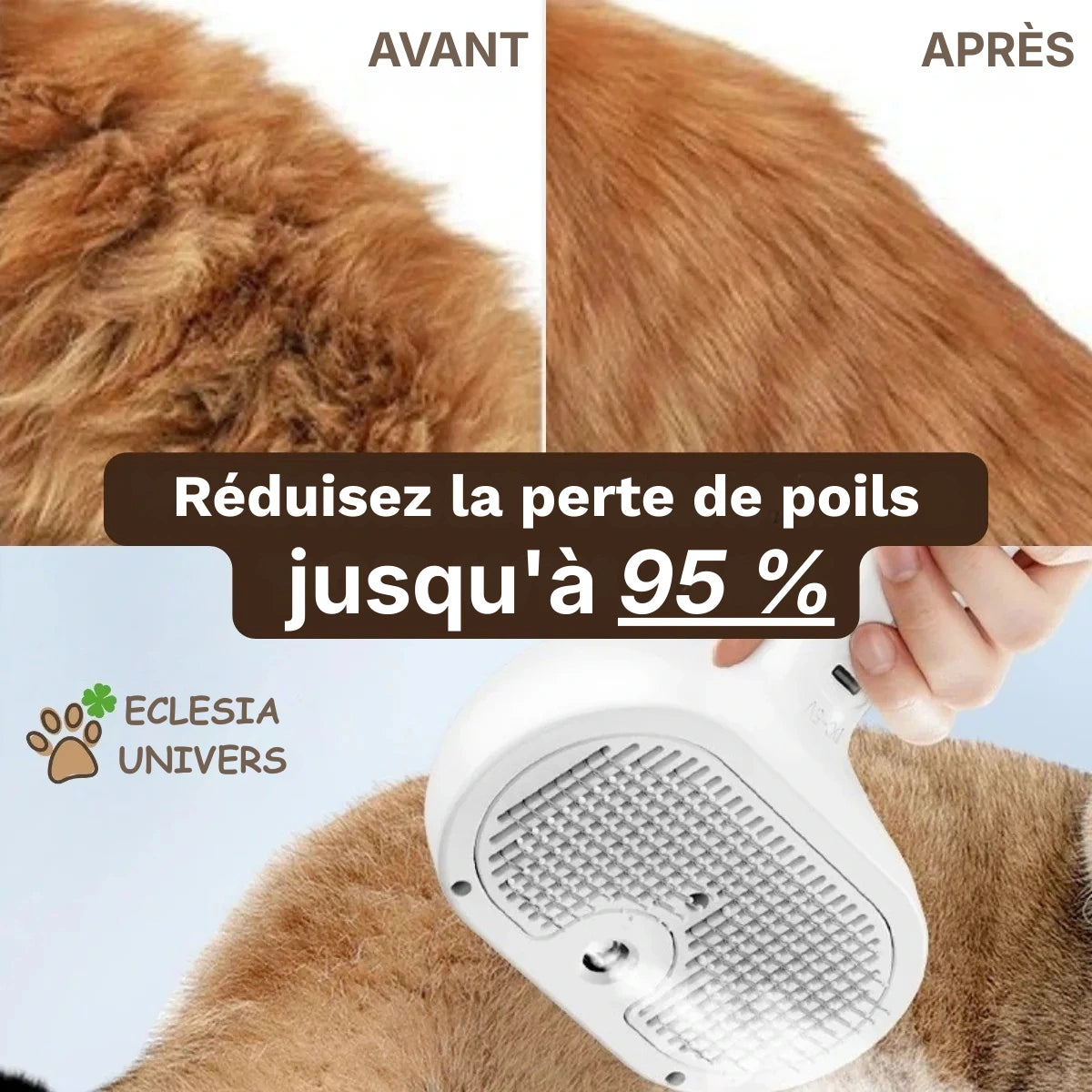 PawsBrushy® Steamy Pro - Brosse de toilettage professionnelle pour animaux de compagnie