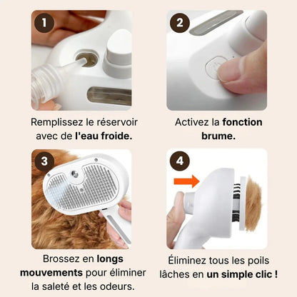 PawsBrushy® Steamy Pro - Brosse de toilettage professionnelle pour animaux de compagnie