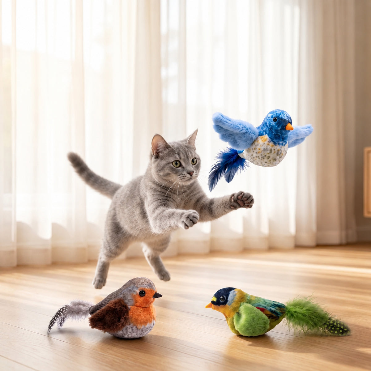 Plumy™ - Jouet oiseau volant interactif pour chat
